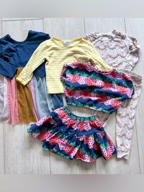 Hanna Andersson Toddler Girl Bundle 2T HannaSoft Pajamas Dress Top Skirt 5 Pc